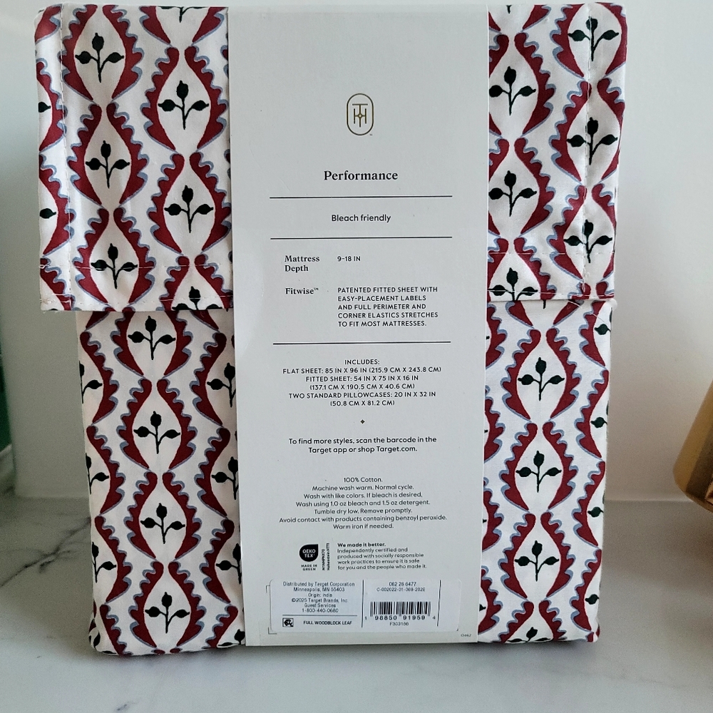 New Threshold Full Woodlock Leaf Performance Sheet Set 400 Thread Count. - Picture 15 of 15